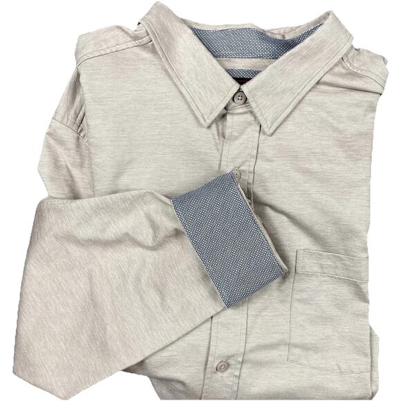 Johnston & Murphy Shirt Mens XL Button Up Flex Tan Geometric Accent Cuffs NWOT - Picture 3 of 10